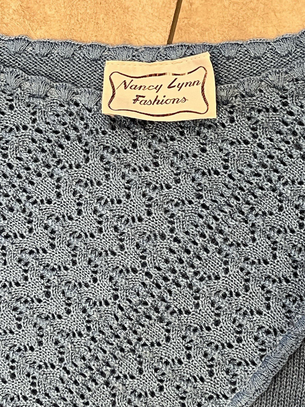 Nancy Lynn Fashions Vintage 80s Pointelle Knit Top/Sweater Size M Dusty Blue