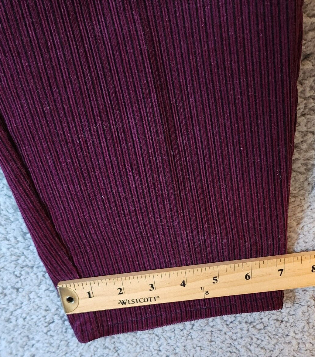 Vtg 70s Lee Women’s High Waisted Velvet Straight Jeans Pants Burgundy Striped 12