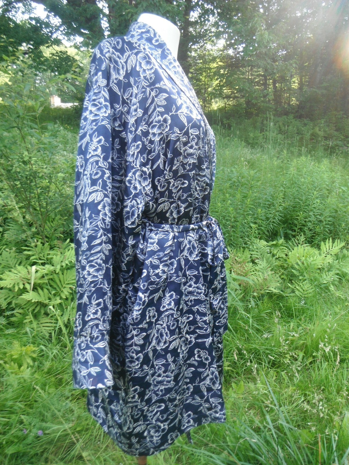 SPLENDIDA For LA SENZA 100% silk wrap style robe HIPPIE FLORAL lounge wear L