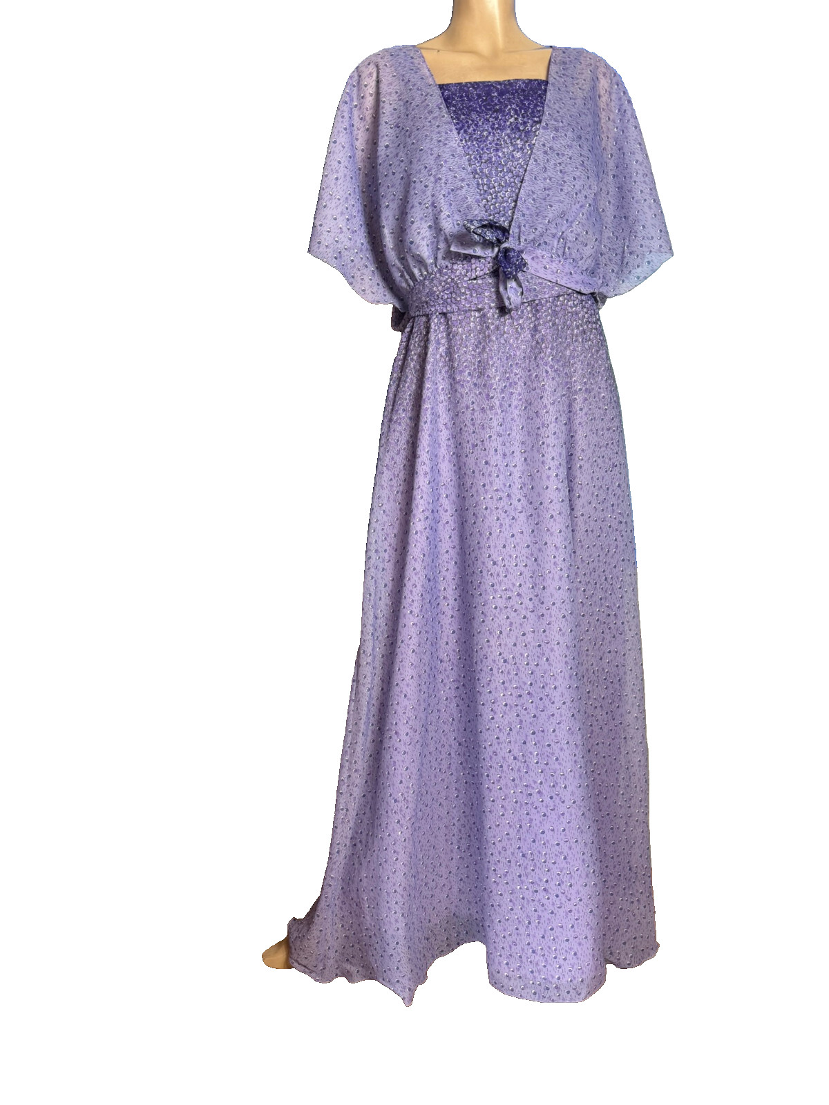 Vintage 70s Maxi Dress Kleemeier Hof Purple Evening Gown w/ Bolero Boho Gala 38 40
