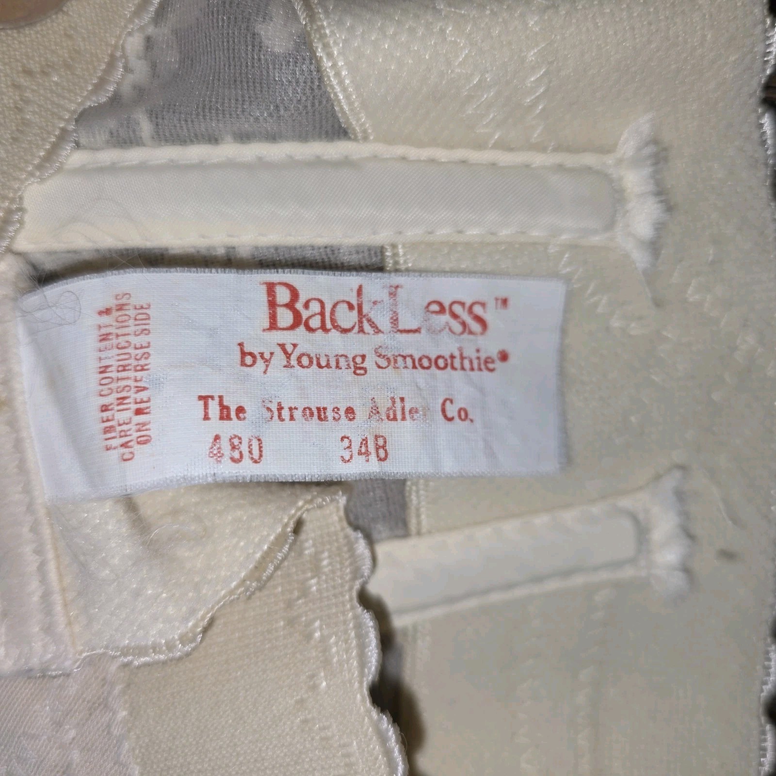 Vintage Backless Young Smoothie Bustier Bra 34B Ivory Lace Corset Bridal USA