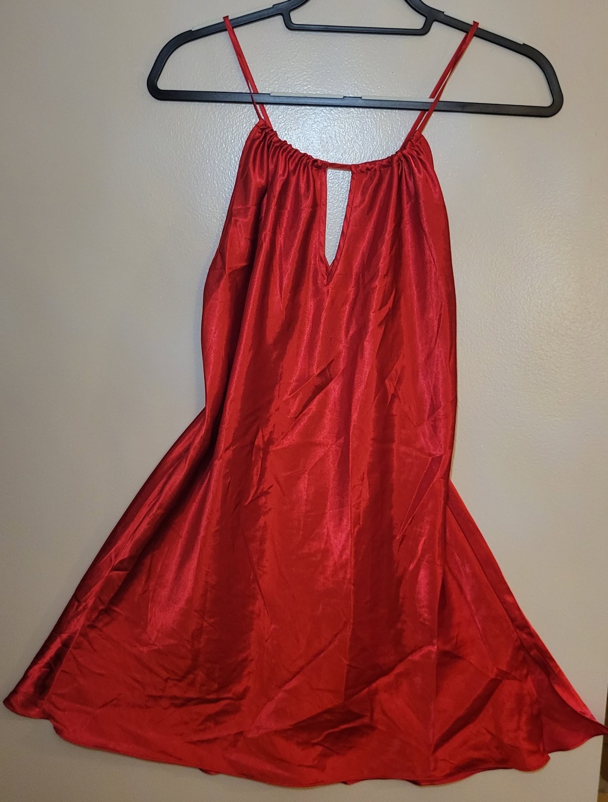 Vintage Avon Red Bias Cut Liquid Satin Mini Opaque Slip Dress Size Large