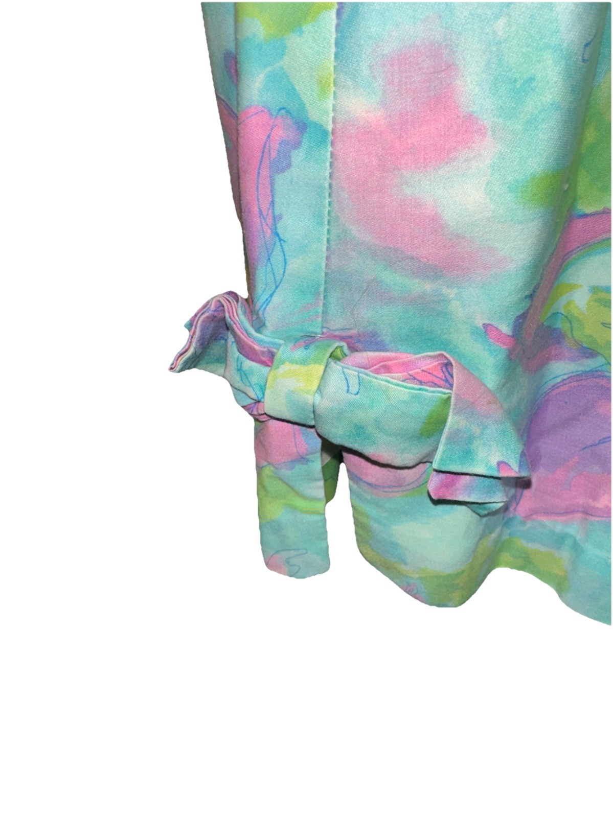 VTG 1950s Adelaar Women’s Pink Yellow And Blue Floral Dress With Bow Accent 12