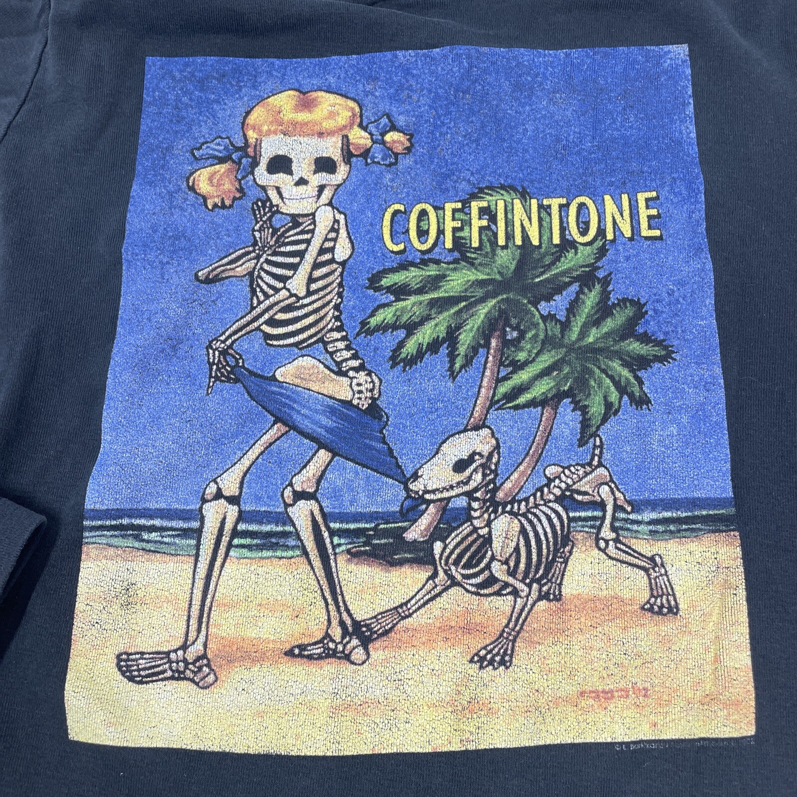 Skeleton Art Coffintone Hooded Shirt Black Long Sleeve Coppertone Parody