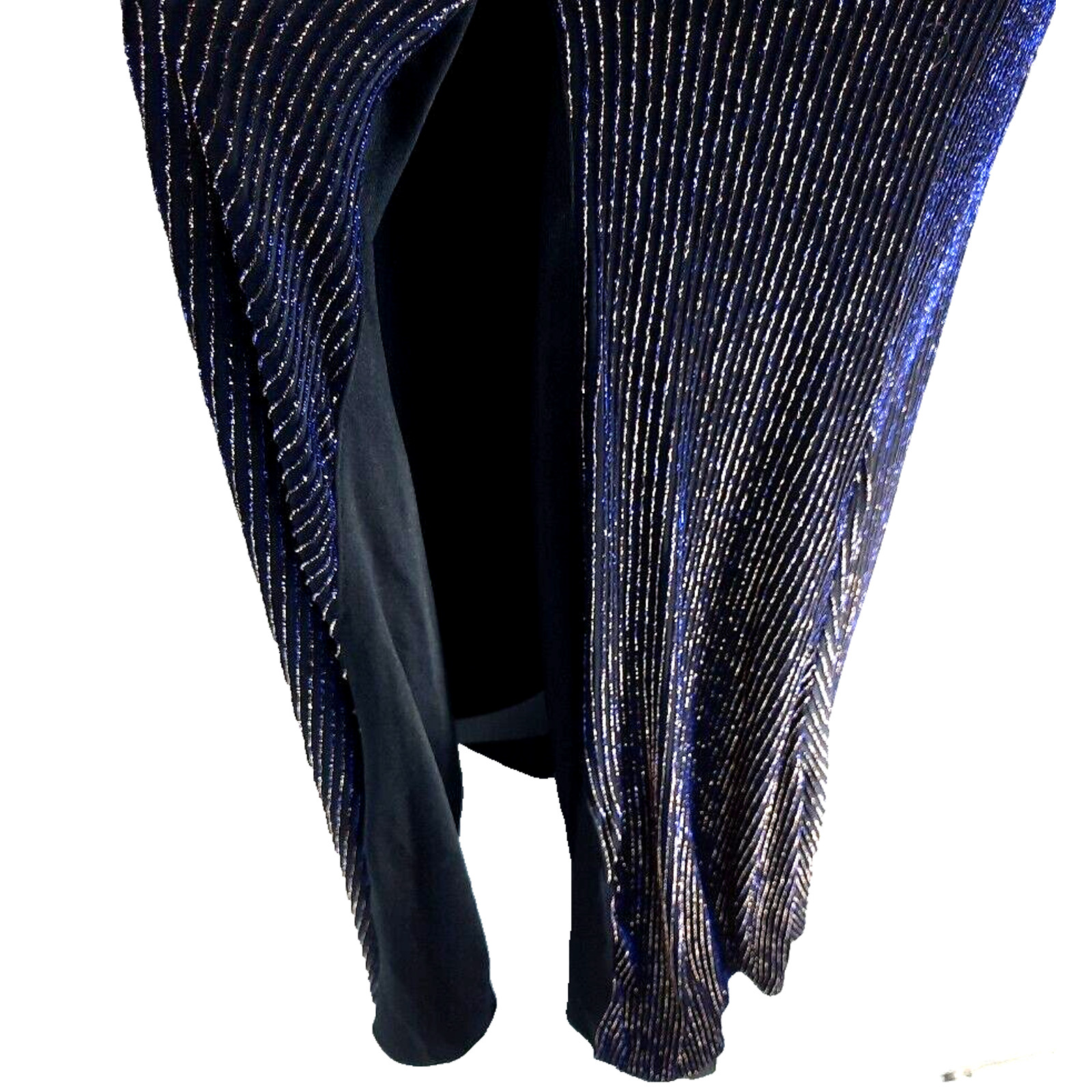 Vintage 90s Metallic Faux Wrap Maxi Dress Size 4 Black Blue Whimsigoth Event
