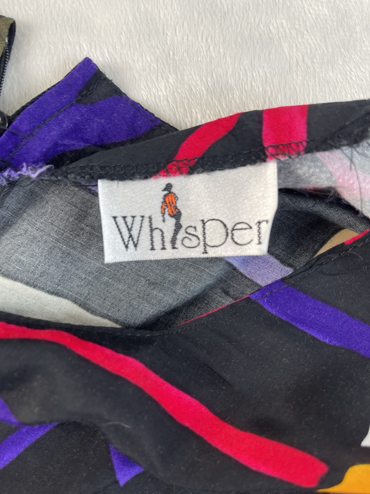 Whisper Vintage 90s Rayon Abstract Geometric Midi Dress with Back Tie (Large)
