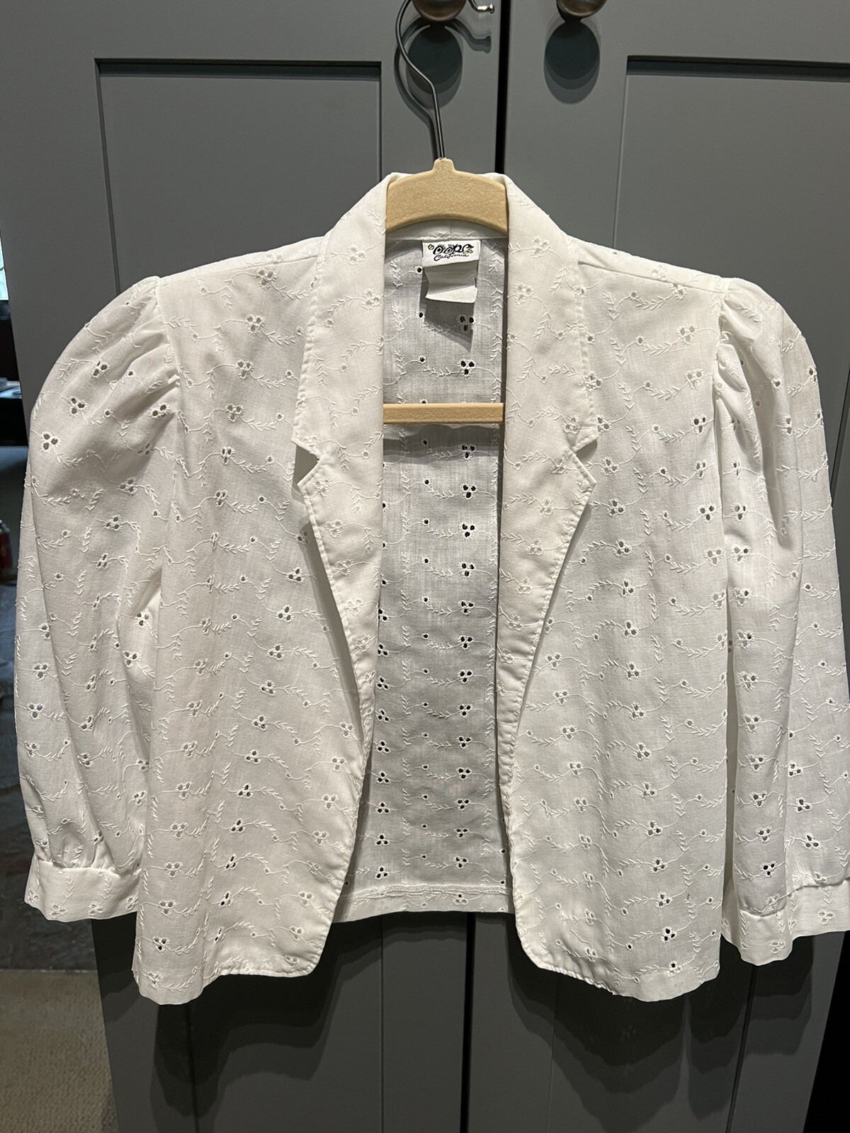 Vintage Oops Of California White Cotton Blend Eyelet Jacket Small