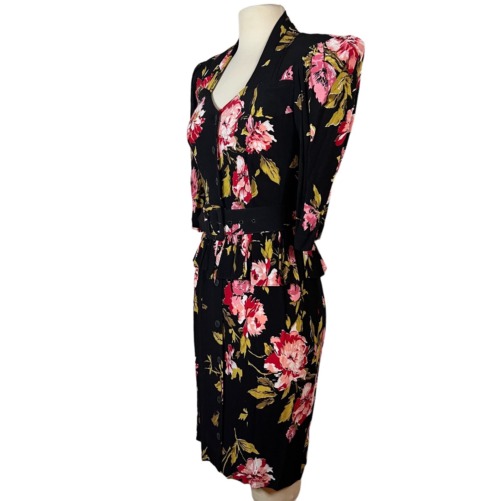 VTG Carol Anderson 80s Belted Floral Dress