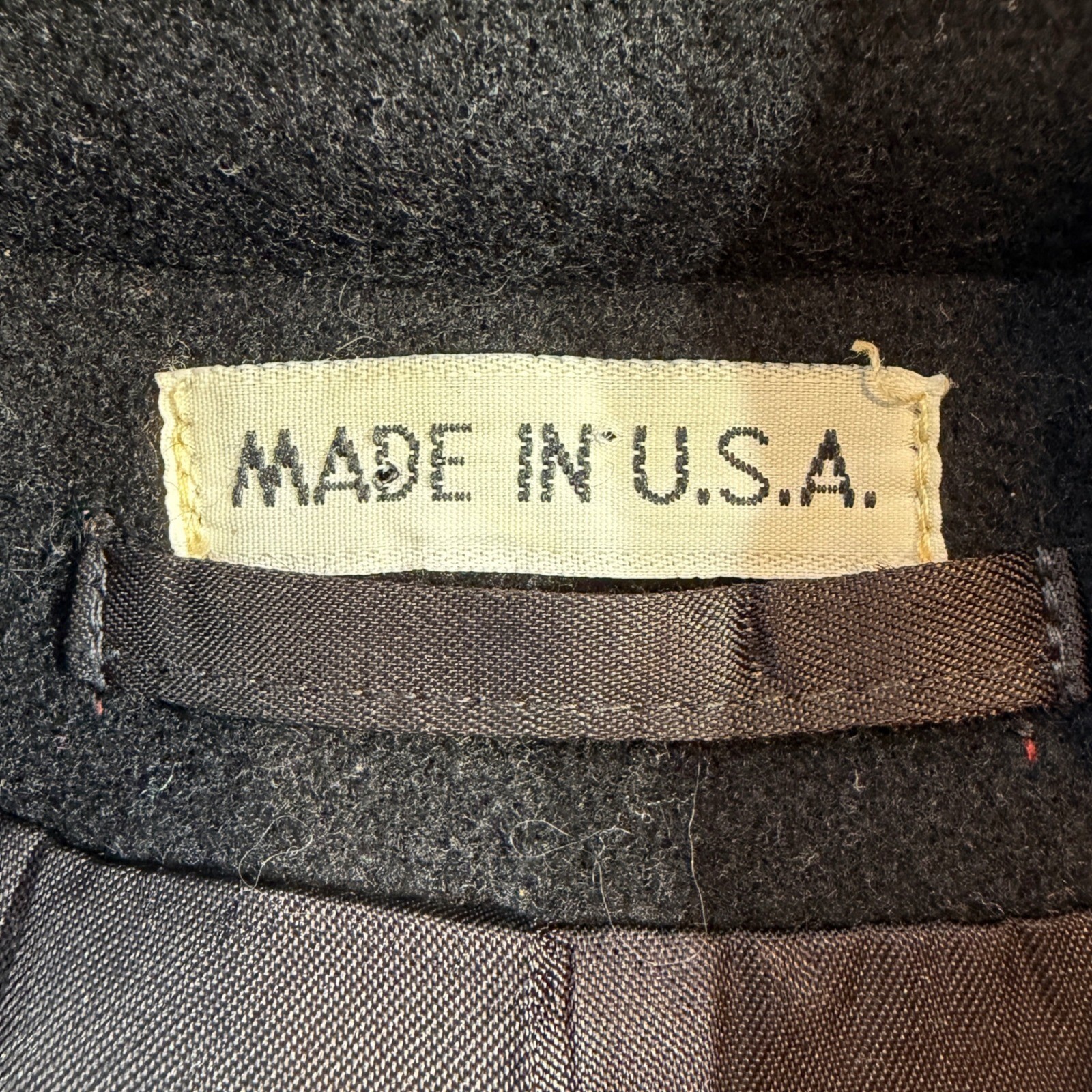 Vintage Wool Coat – M Black ILGWU Double Breasted Long Trench READ