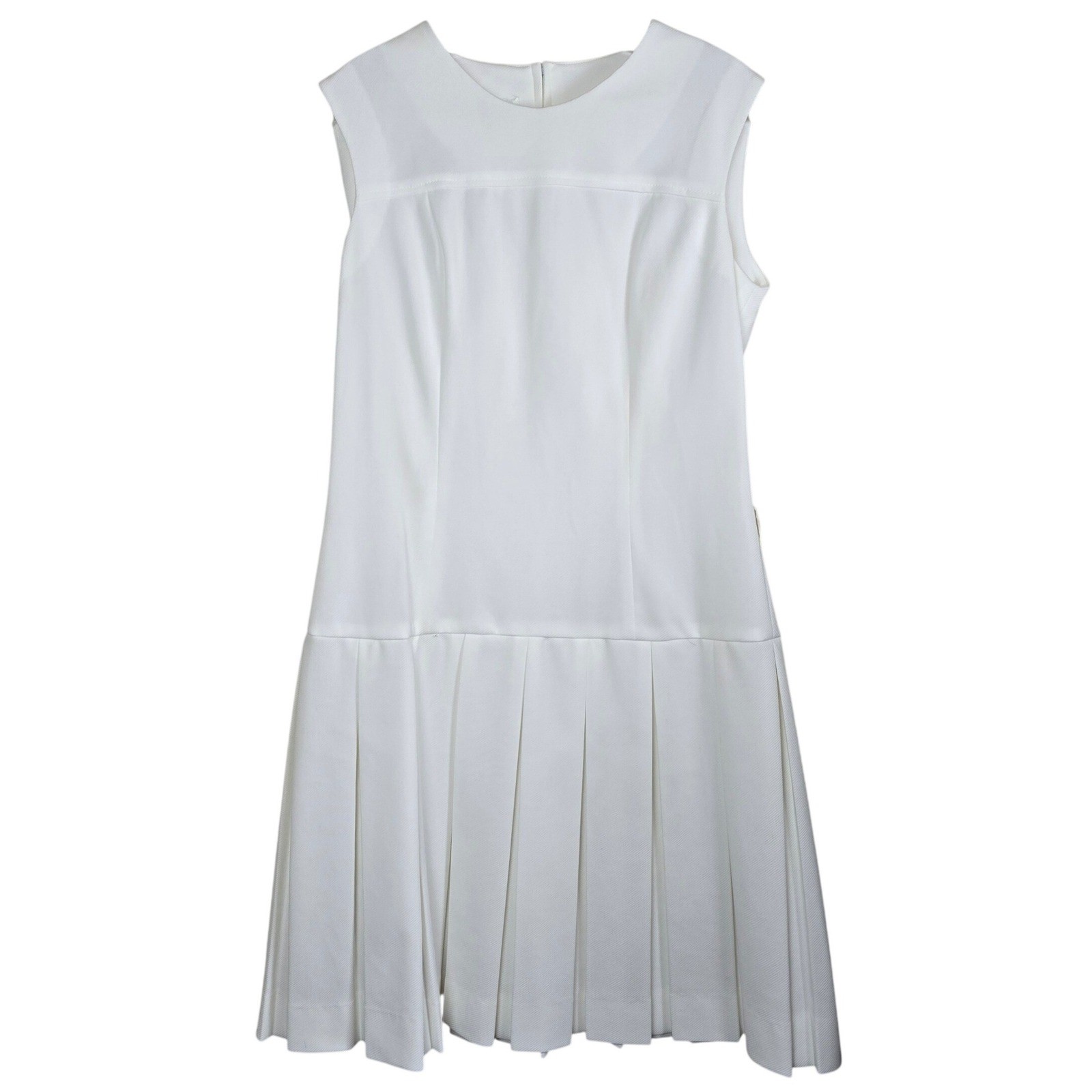 Vintage Jo Lester 60s 70s White Drop Waist Pleated Mini Dress Tennis Mod M