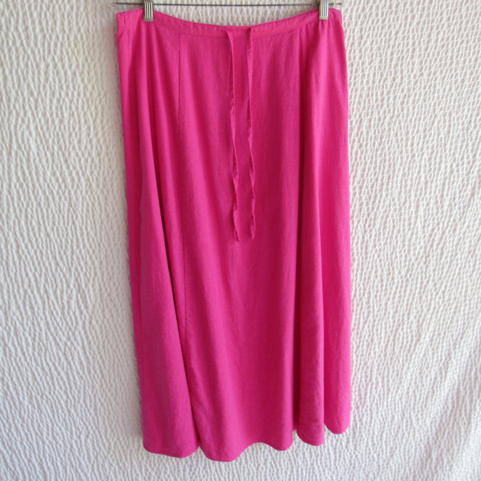 Hot Solid Pink Skirt M Linen Swing Aline Zip Up Back Waist 32 Midi Lino Vintage
