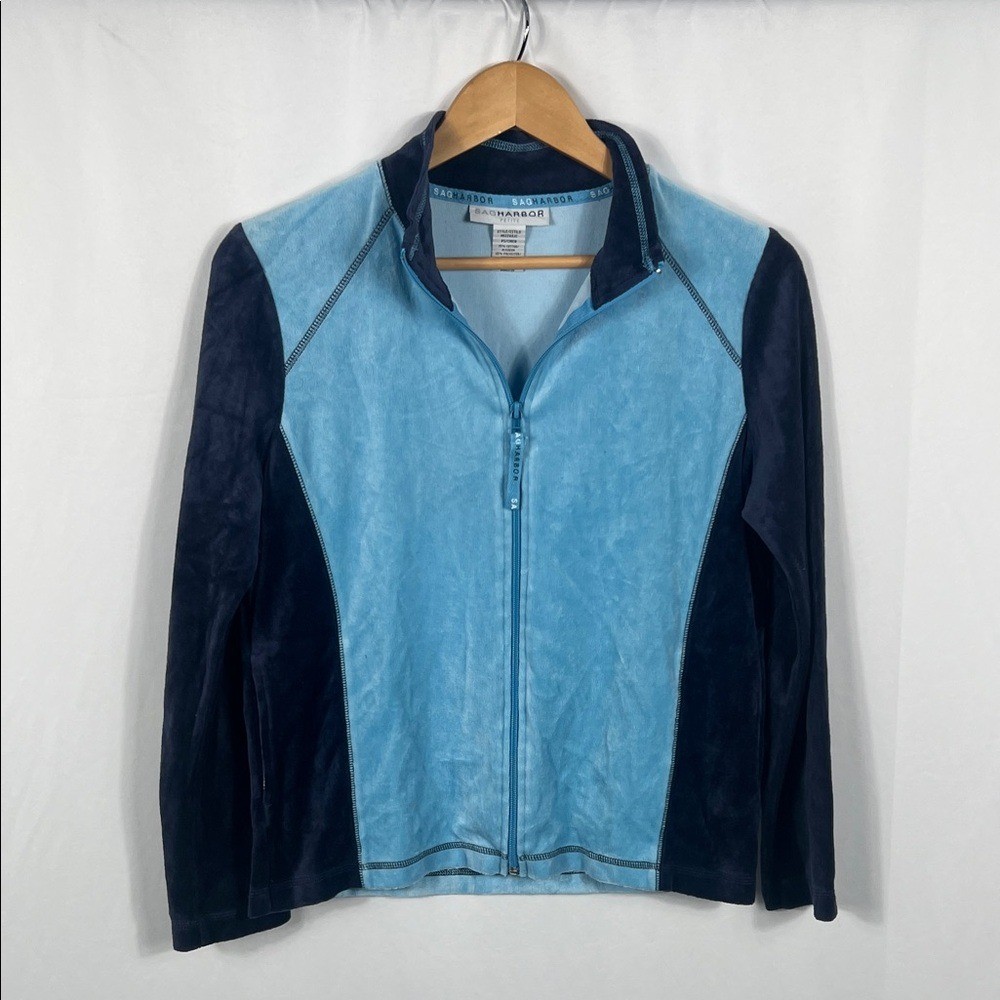 Vintage 90’s Y2K Sagharbor Blue & Navy Jacket Women’s Petite Small Long Sleeve