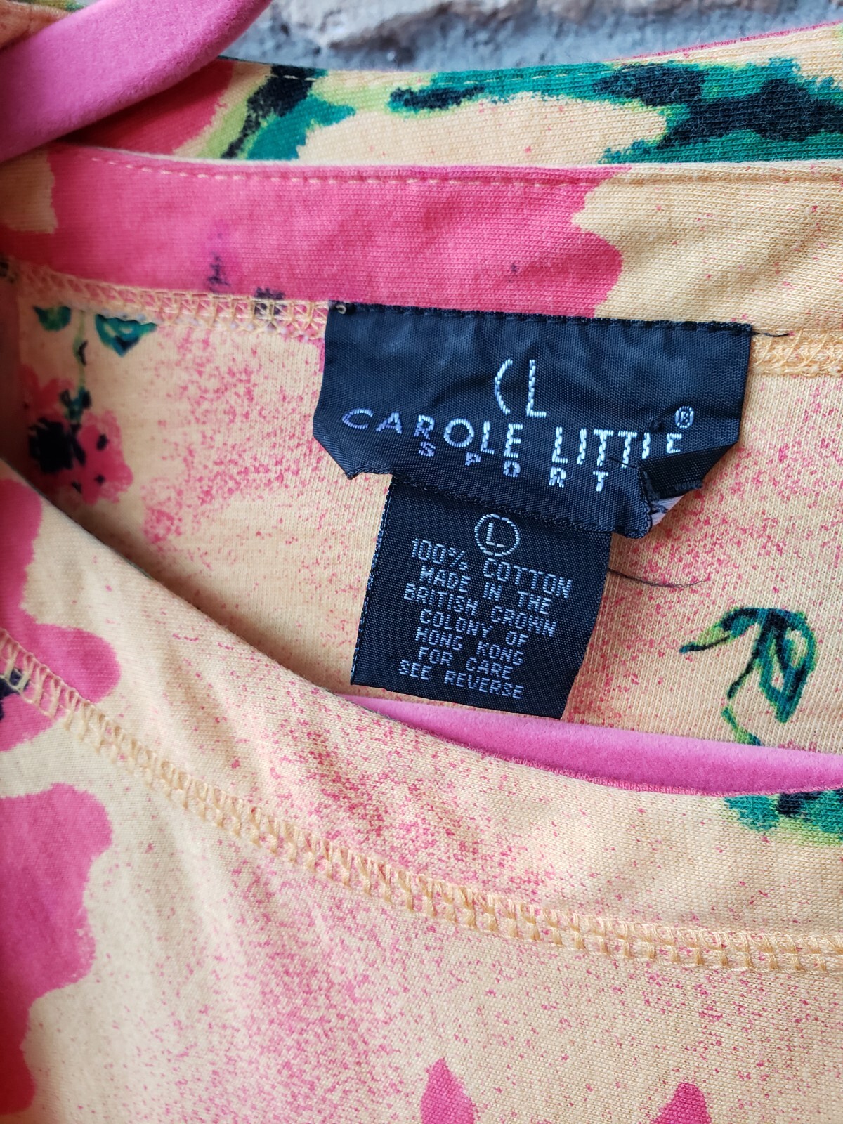 VTG 90s Carole Little Sport Large Multicolor Floral Print Twin Set Top Cardigan