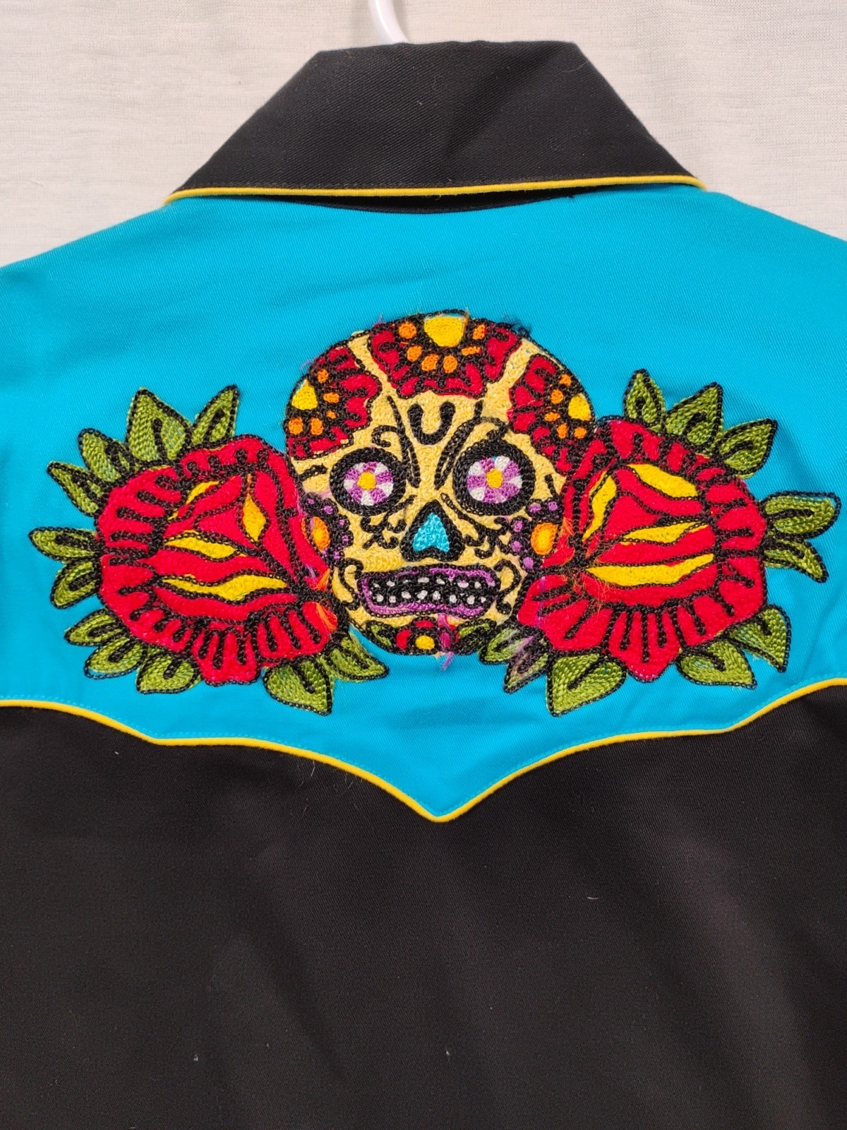 Rockmount Ranch Wear Western Shirt L Skull Embroidered Pearl Snap