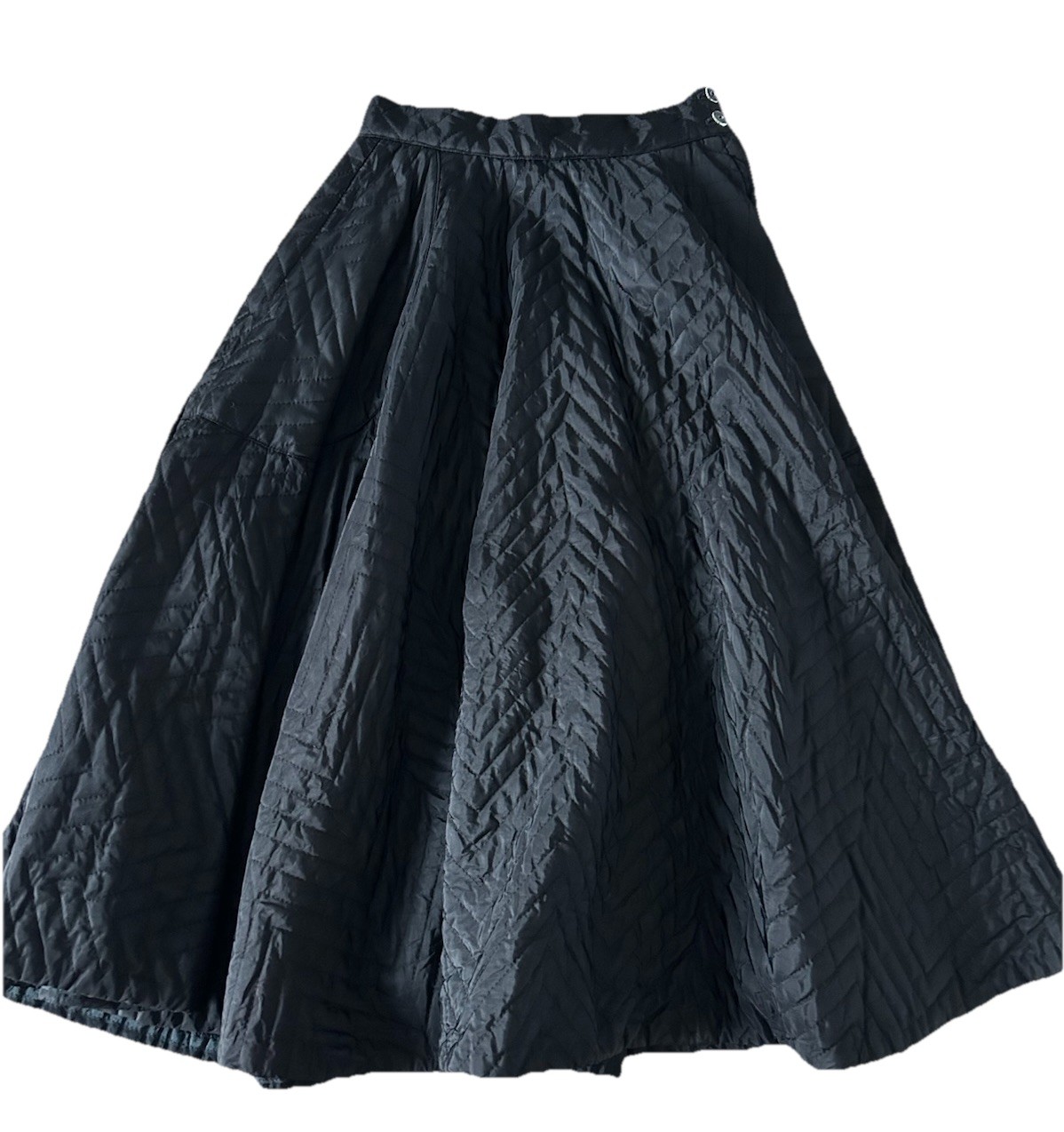 Full Circle Skirt Black Rockabilly Swing Quilted 25” Waist Vintage