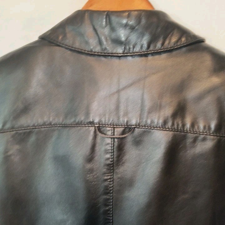 Vintage Etienne Aigner 100% Genuine Leather Size 8 Jacket Coat Black Hong Kong