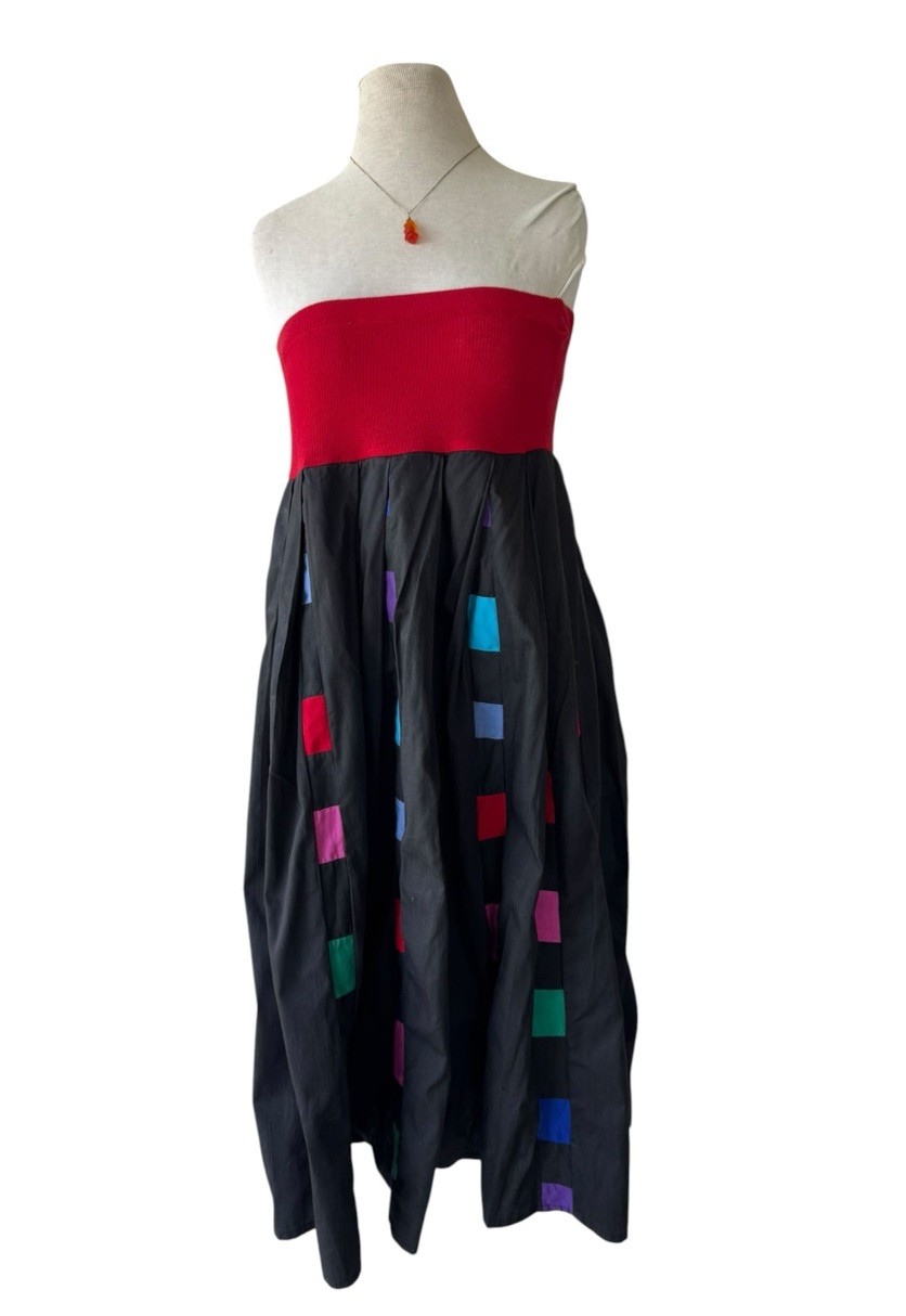 Vtg 80s Pegaso Quilted Patchwork Full Sweep Skirt Midi S/M Mexican Folk Art 90s