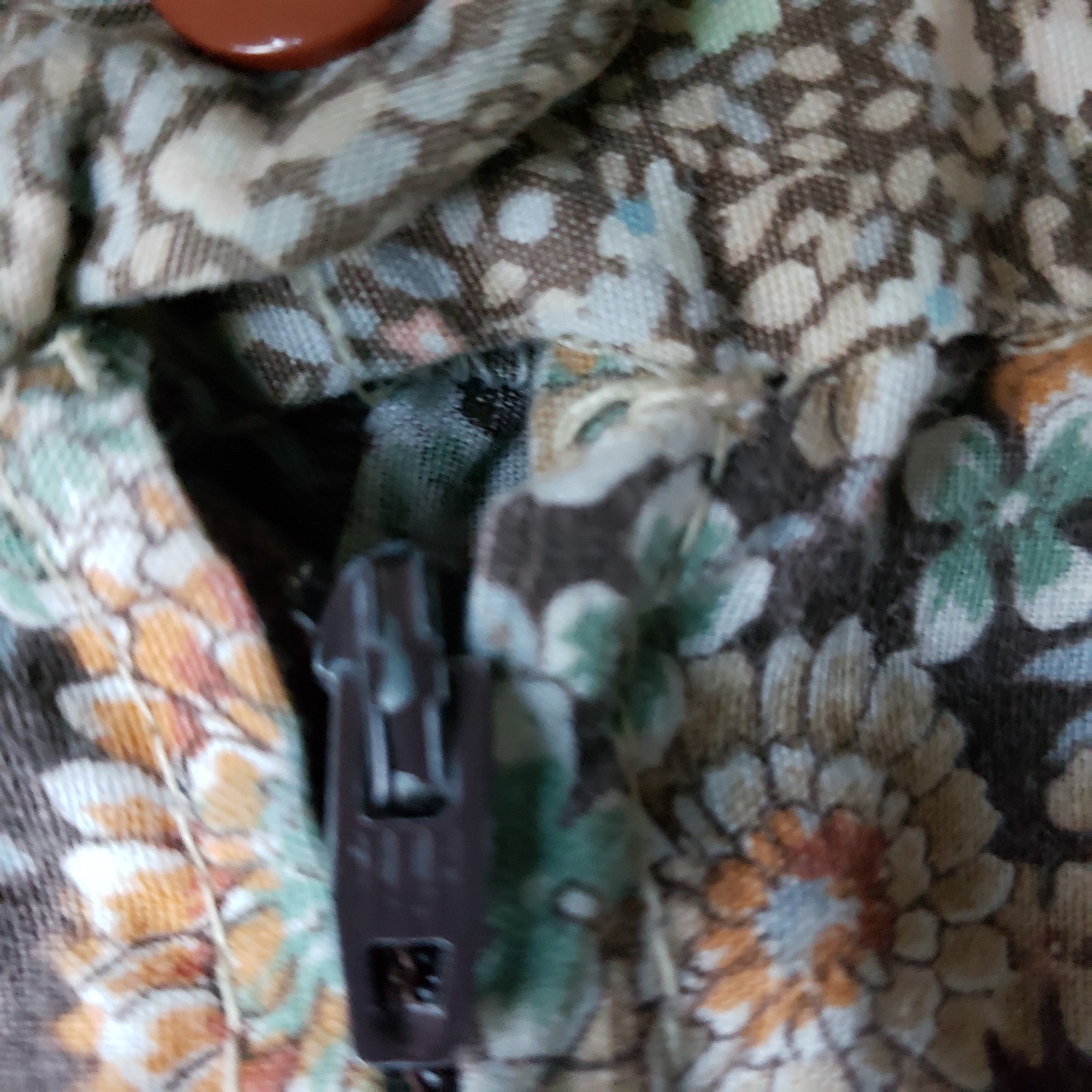 VTG 70s Brown Floral Hippie Skirt Sz S/M? Earth Tones Festival Prairie 26″W