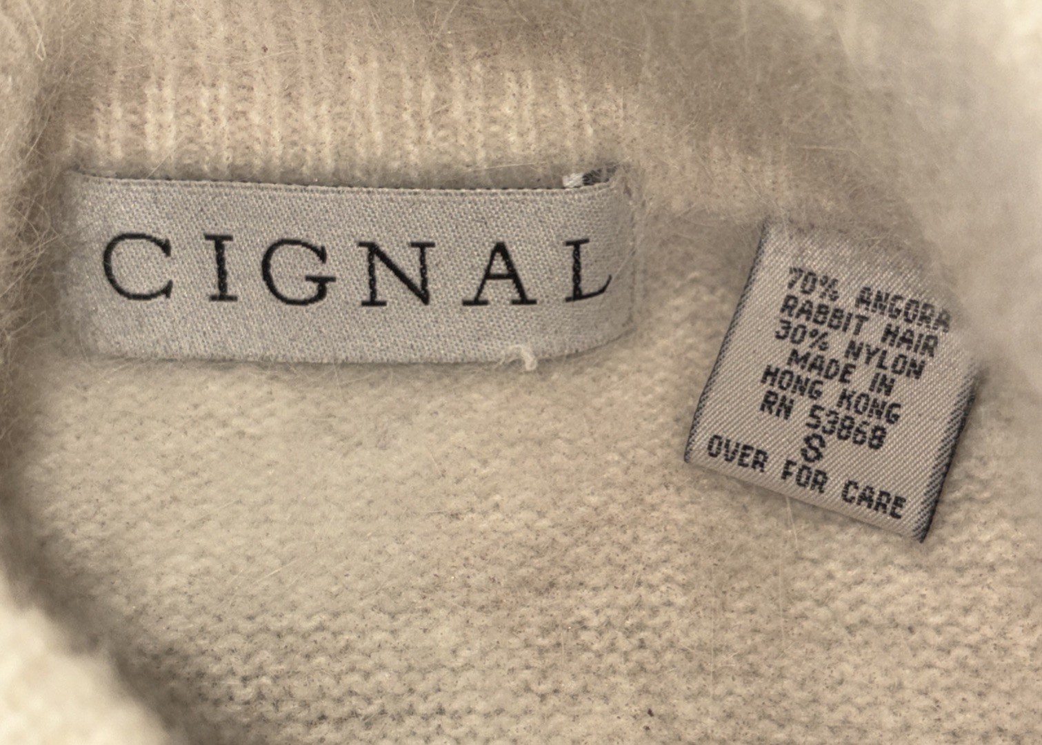 VTG 80s CIGNAL Angora Blend Cardigan & Top Set Made Hong Kong S/M Rabbit Hair