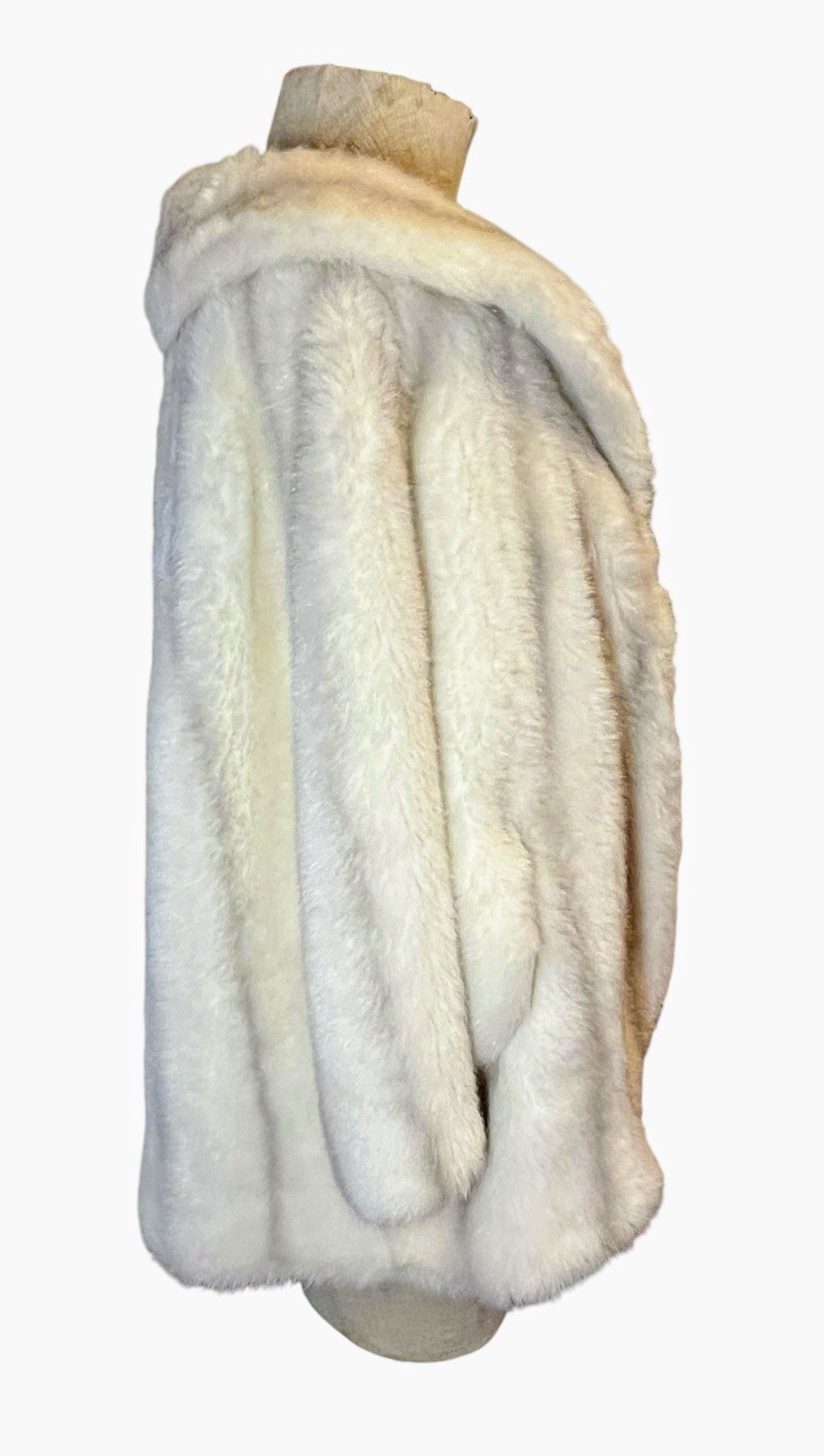 Vintage White Faux Fur Cape Coat Regina Glenara by Glenoit Made in USA