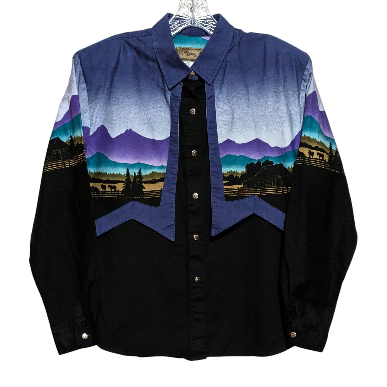 Vintage 90s Womens Roper Western Shirt Large Colorful Rockabilly Cowgirl Rodeo