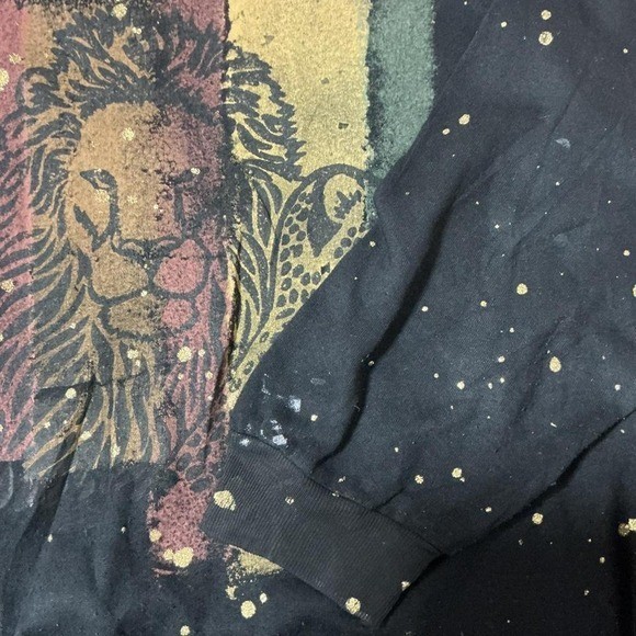 Vintage 1993 Hanes Lion Tiger Panther Rasta Glitter Splatter Sweatshirt OSFM