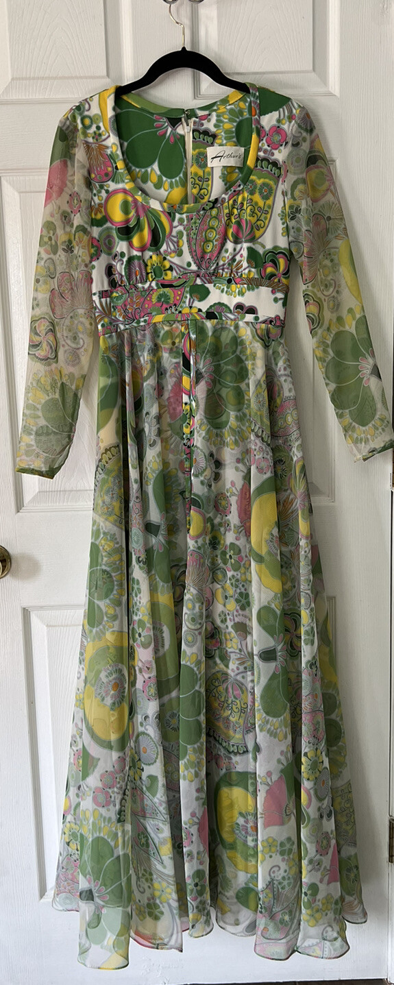 Vintage Arthur’s 60’s 70s Long Floral Dress Mod