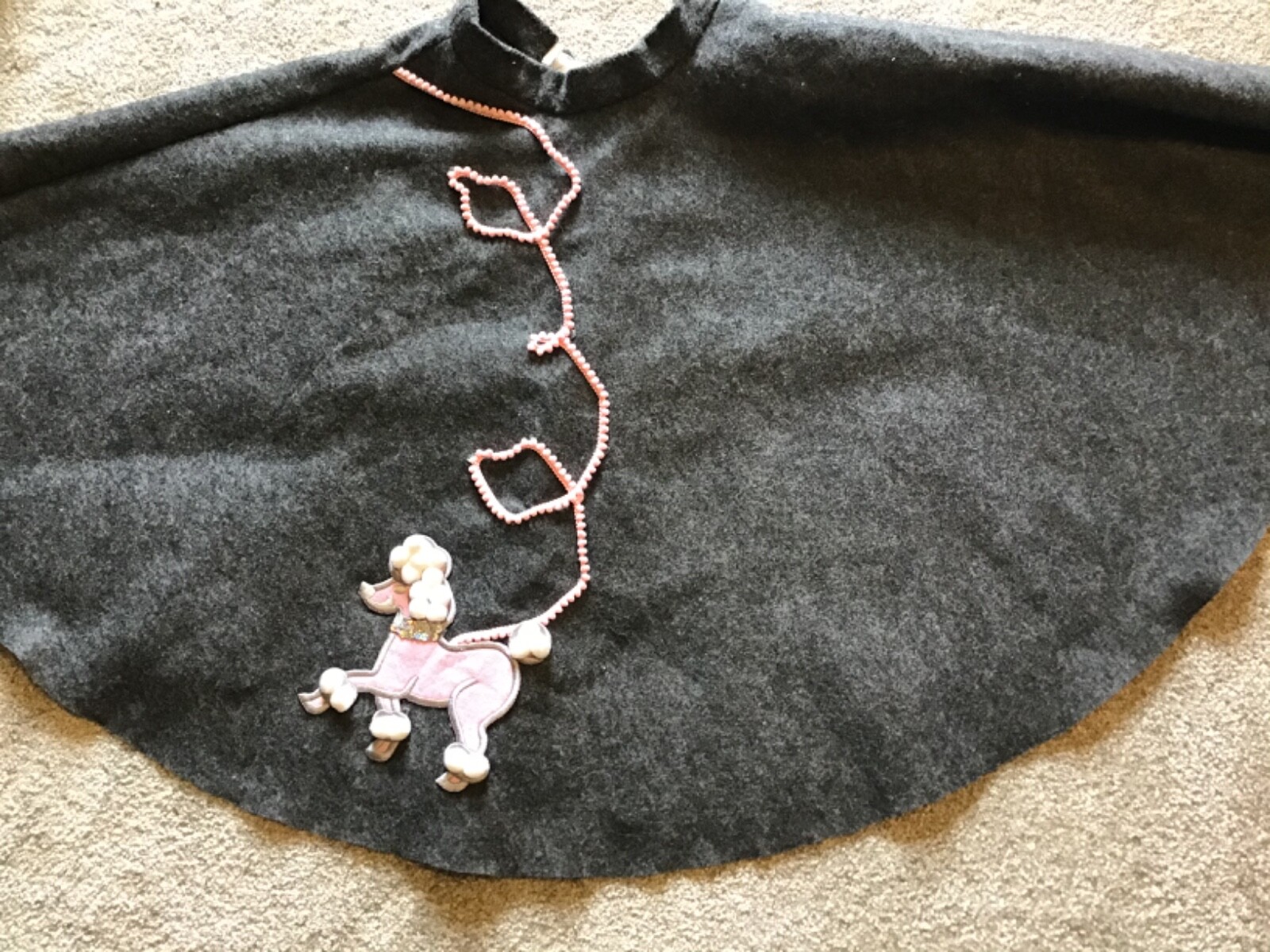 Vintage Grey Felt Poodle Skirt Rockability Handmade Junior XX-Sm Waist-22″ EUC