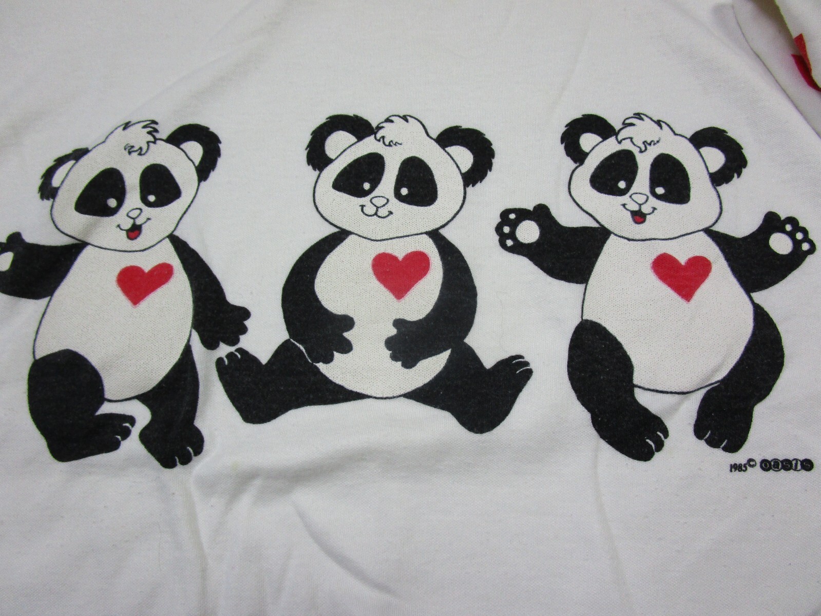 Vintage Zoo Crew Double Sleeve Panda Bears & Hearts 1980’s USA Animal Nature (M)