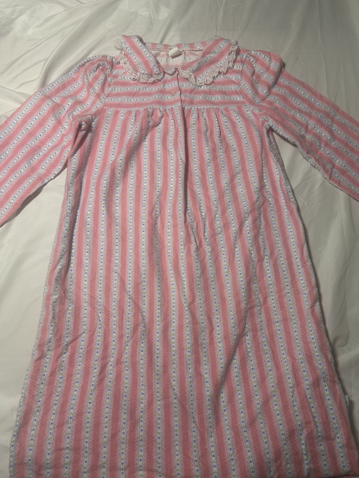 Vintage Flannel Nightgown Spotlight Sz M Pink Blue Cottagecore Grannycore