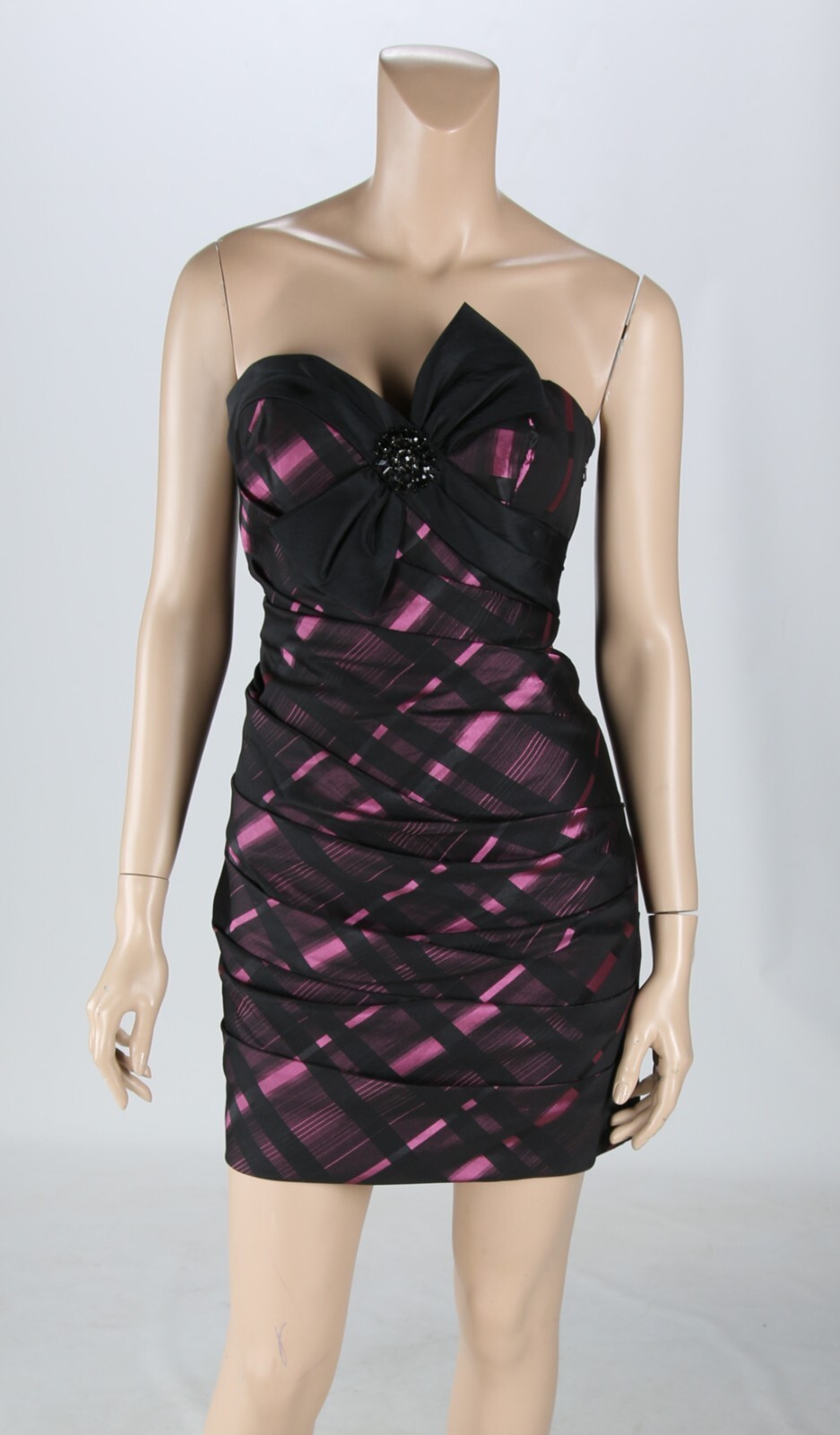 Dave & Johnny Vintage 00s Y2K Purple Plaid Sexy Prom Party Formal Dress sz 7/8