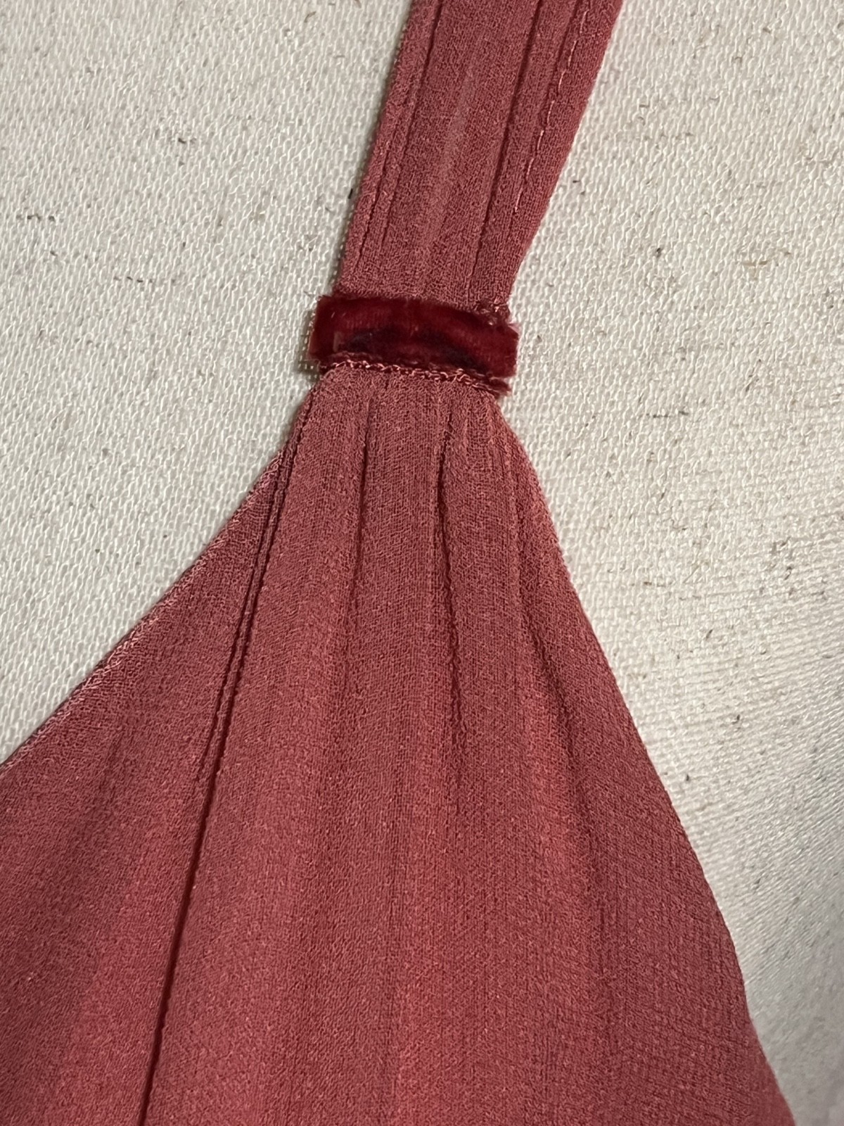 Vintage Anthropologie Lithe Dress- Size 4- Pink Ruffle- Red Velvet & Silk Lining
