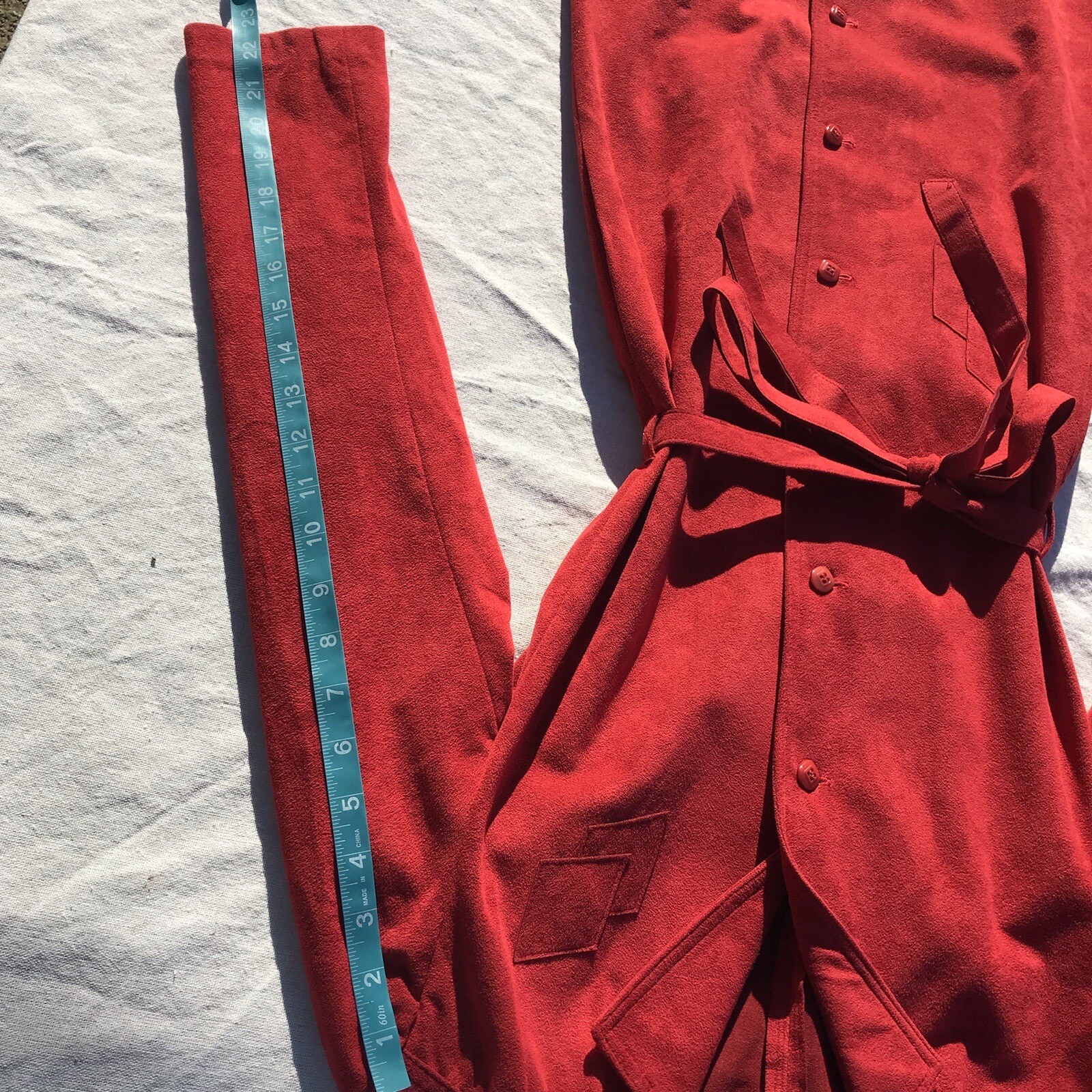 Vtg 70s Button Down Faux Suede Polyester Blend Dress 4 Xs S Olympic Ca HTF MOD