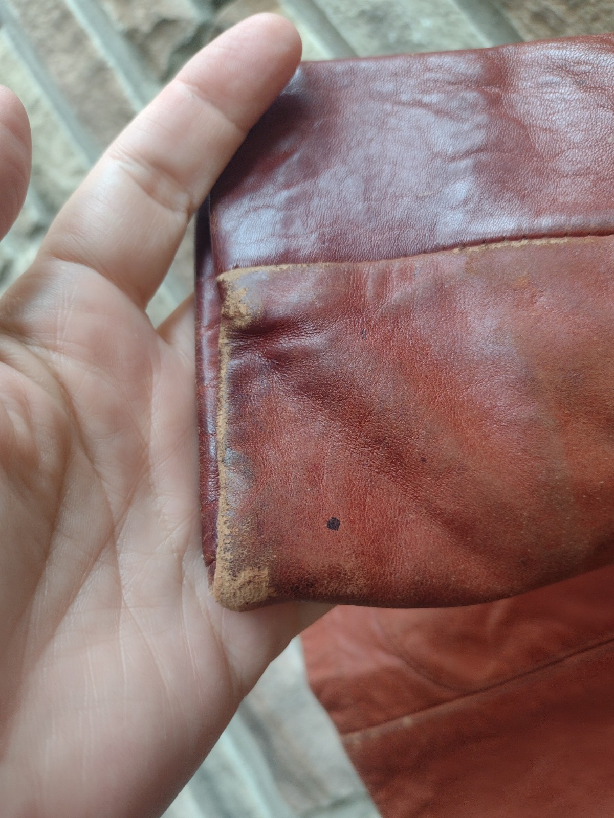 Vintage 70s Remy Lambskin Leather Jacket Cognac Brown Distressed Size S/M