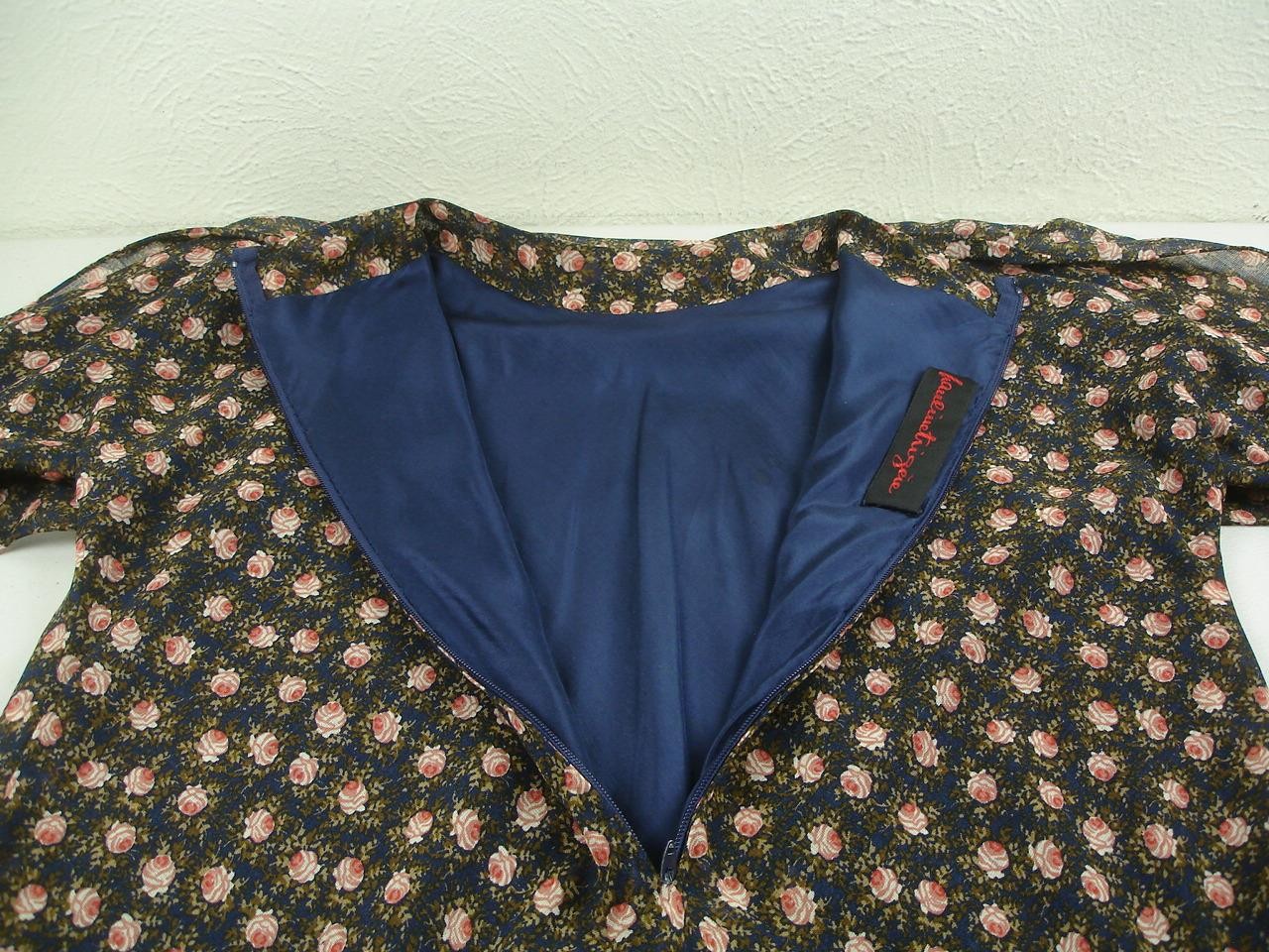 Women’s M L 10 Vtg 1960’s Pauline Trigere Long Sleeve Floral House Dress Scarf