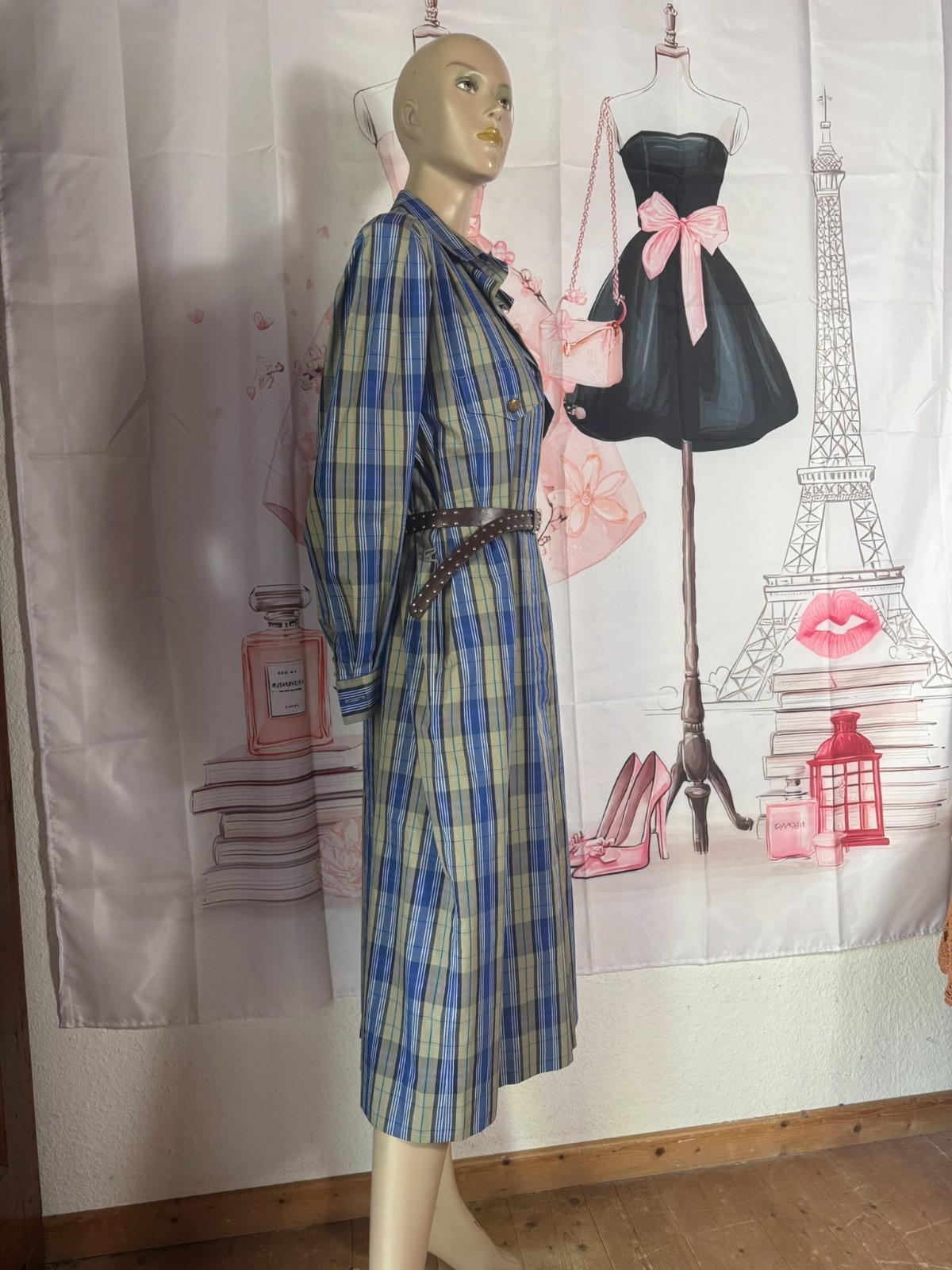 Vintage Dress 60s Bleyle Shirt Dress Plaid Mod Oversized 40 42 44