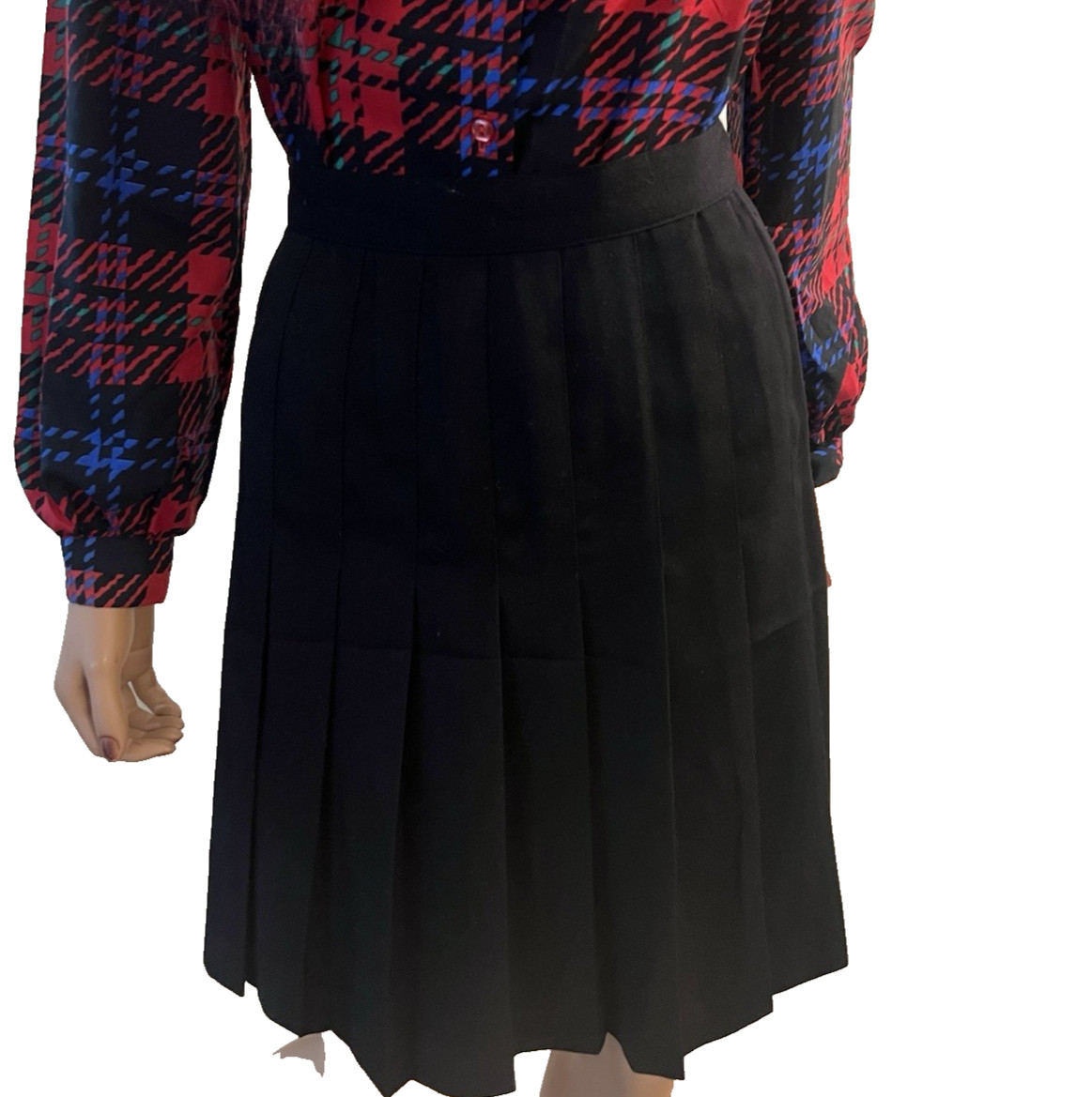 Vintage 90s Y2k Forenza PREPPY & PLEATED Black School Girl Skirt Small