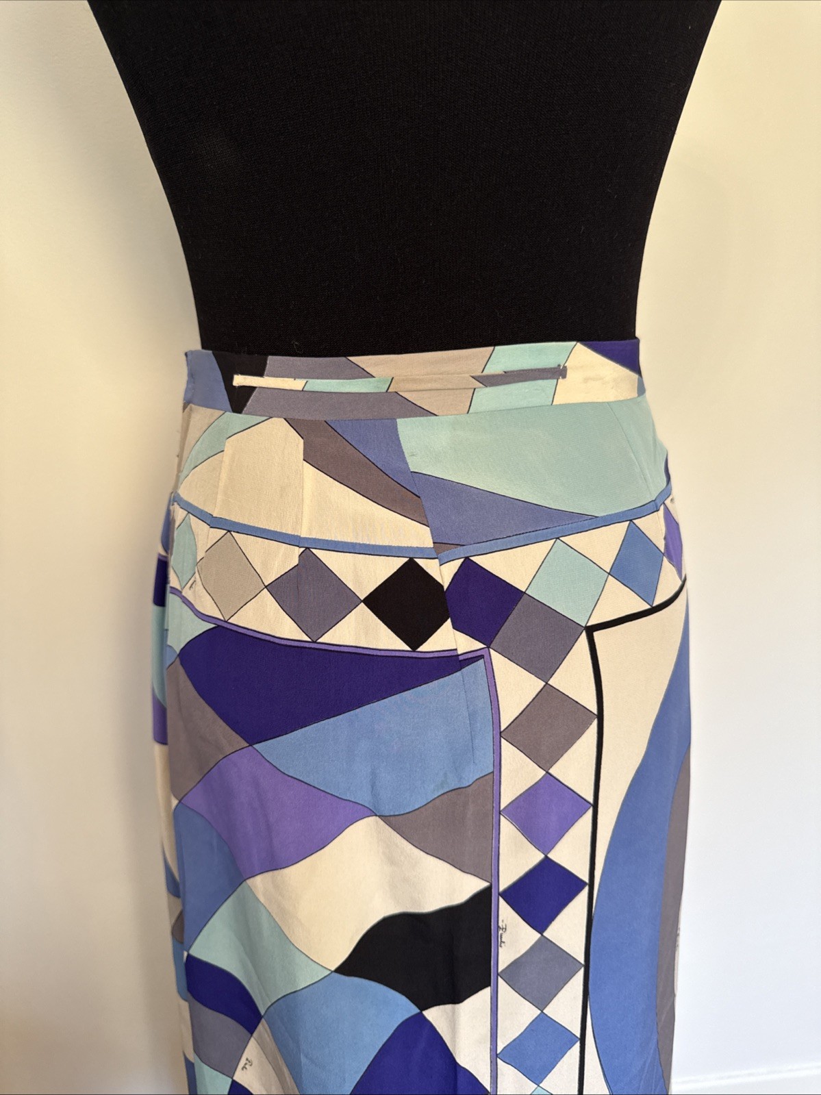 Vintage Emilio Pucci Silk Blend Maxi Skirt “Onde Wave” Pattern XS