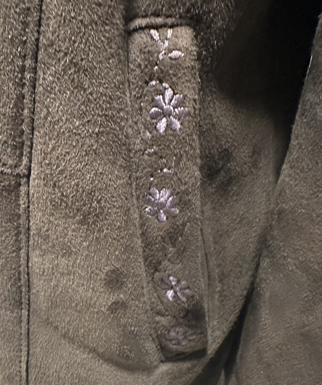 Vintage 1970s Microsuede Penny Lane Coat with Real Fur Collar Retro Boho Hippie
