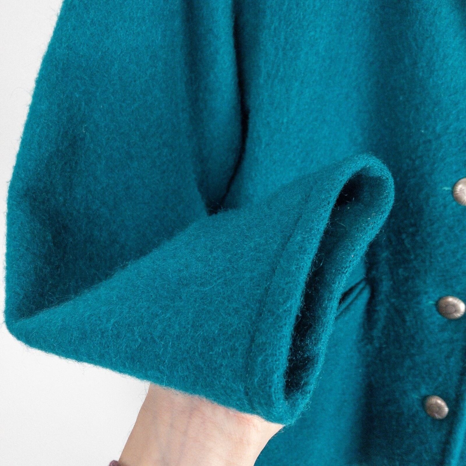 Woolrich Wool Coat Womens M Teal Blue Vintage Made in USA Button Front Jacket