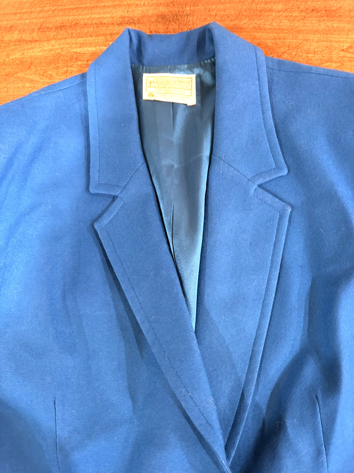 Vtg Pendleton 100% Virgin Wool Blue Blazer Jacket Classic Womens Sz 14