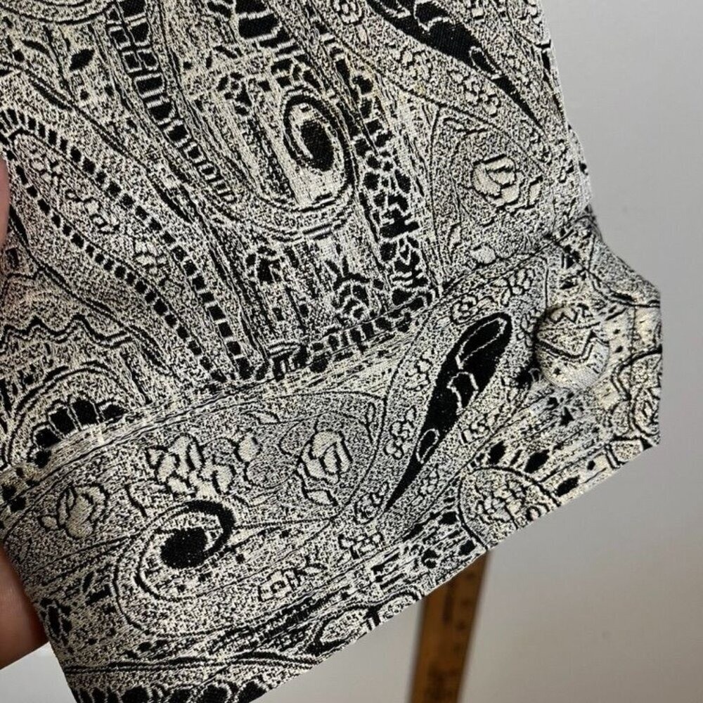 Retro Metallic Floral Blazer Black 30 Paisley Chic Shiny NYE Festive Holiday 90s