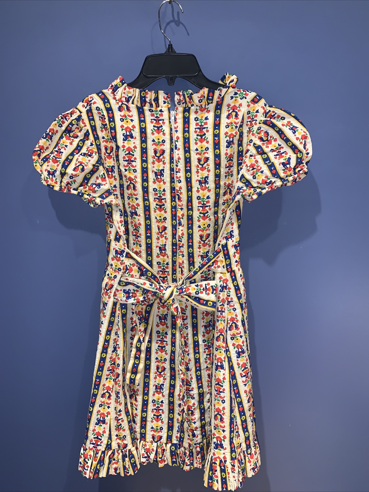 Rooster Horse Fair Isle Holland Print, Cottage Core Praire Dress