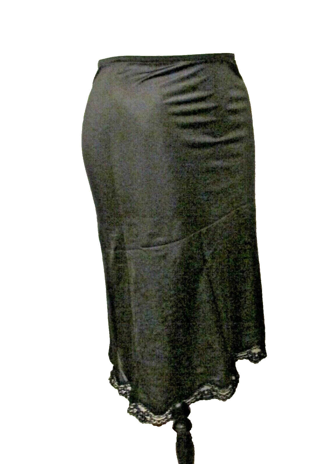 60’s Greenco Maid All Nylon Tricot Lace Trim Half Slip Petticoat L/7 USA made