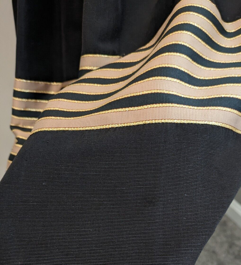 Vtg 70s Oggee By Rizkallah Black Faille Gold Tea Dress ASO Sarah Jessica Parker
