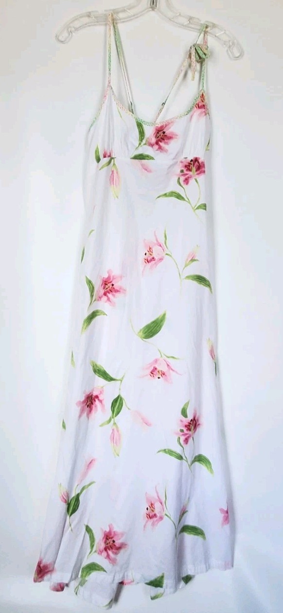Vintage Crabtree And Evelyn Lily Dress Medium Cross Back Empire Waist