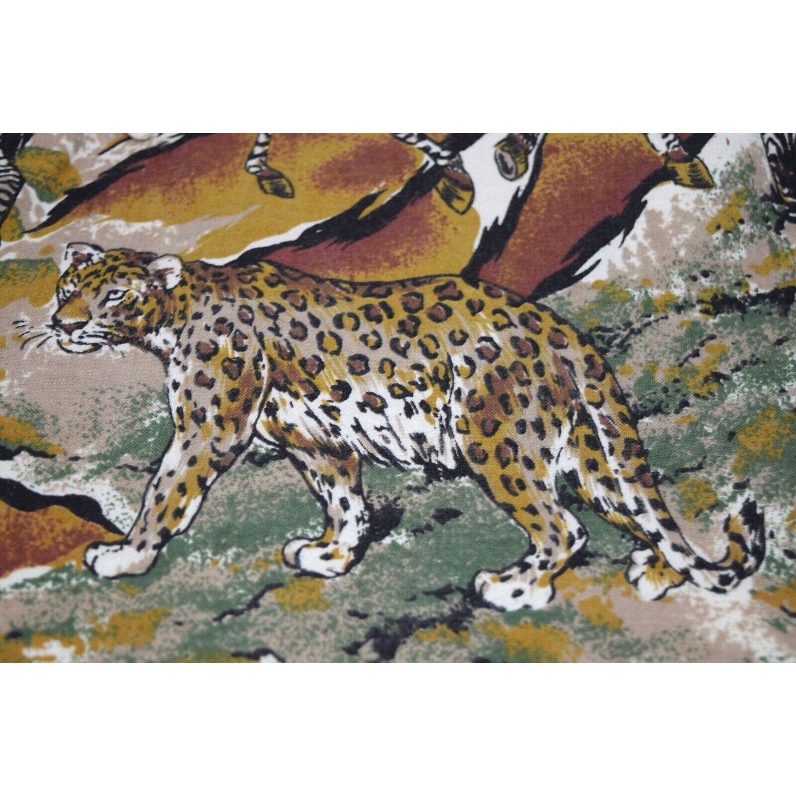 Vintage Animal Print Safari Shirt Size S/M 90s Denim Republic Leopard Scratches