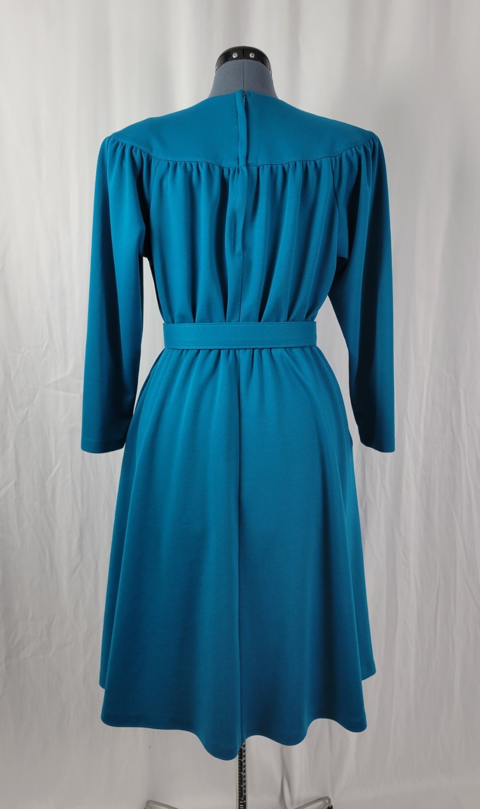 Vintage Impromptu Teal/Turquoise Blouson Dress w Matching Belt Size 12P