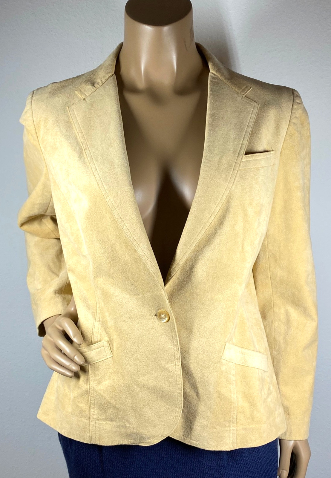 Abe Schrader Camel Ultra Suede Blazer Vintage Union Tag Single Button Close