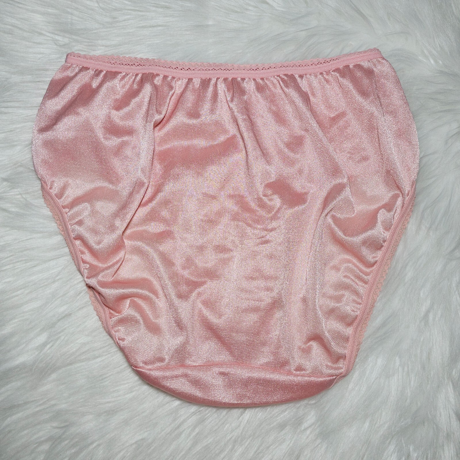 Vintage Silky Peach Panty 100% Nylon Sissy Sheer Brief Size 6-7 Hip 35-39″